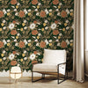 Vintage-Tapete im Landhausstil mit Blumenmuster in Grau