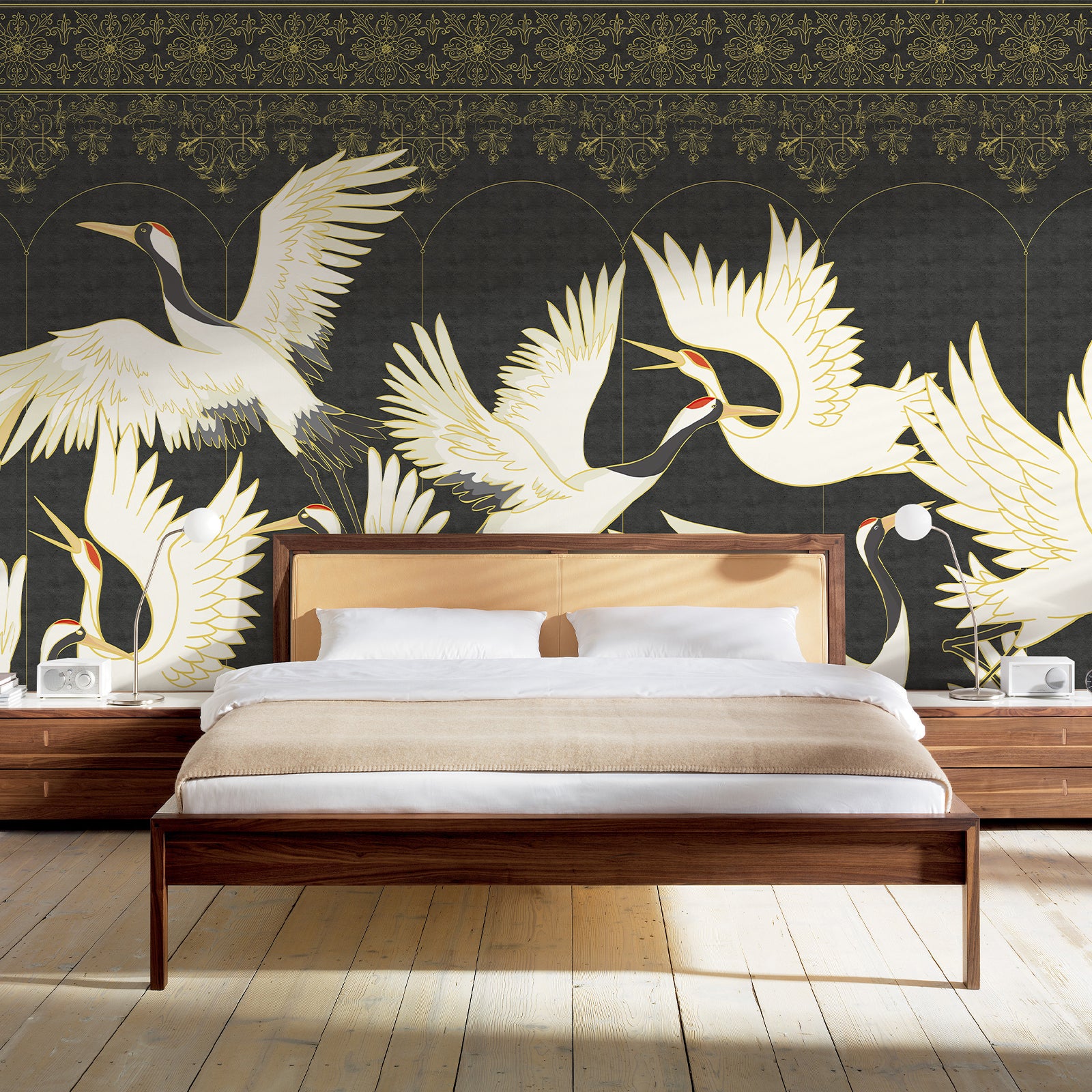 Soaring Cranes Peel and Stick Wall Mural