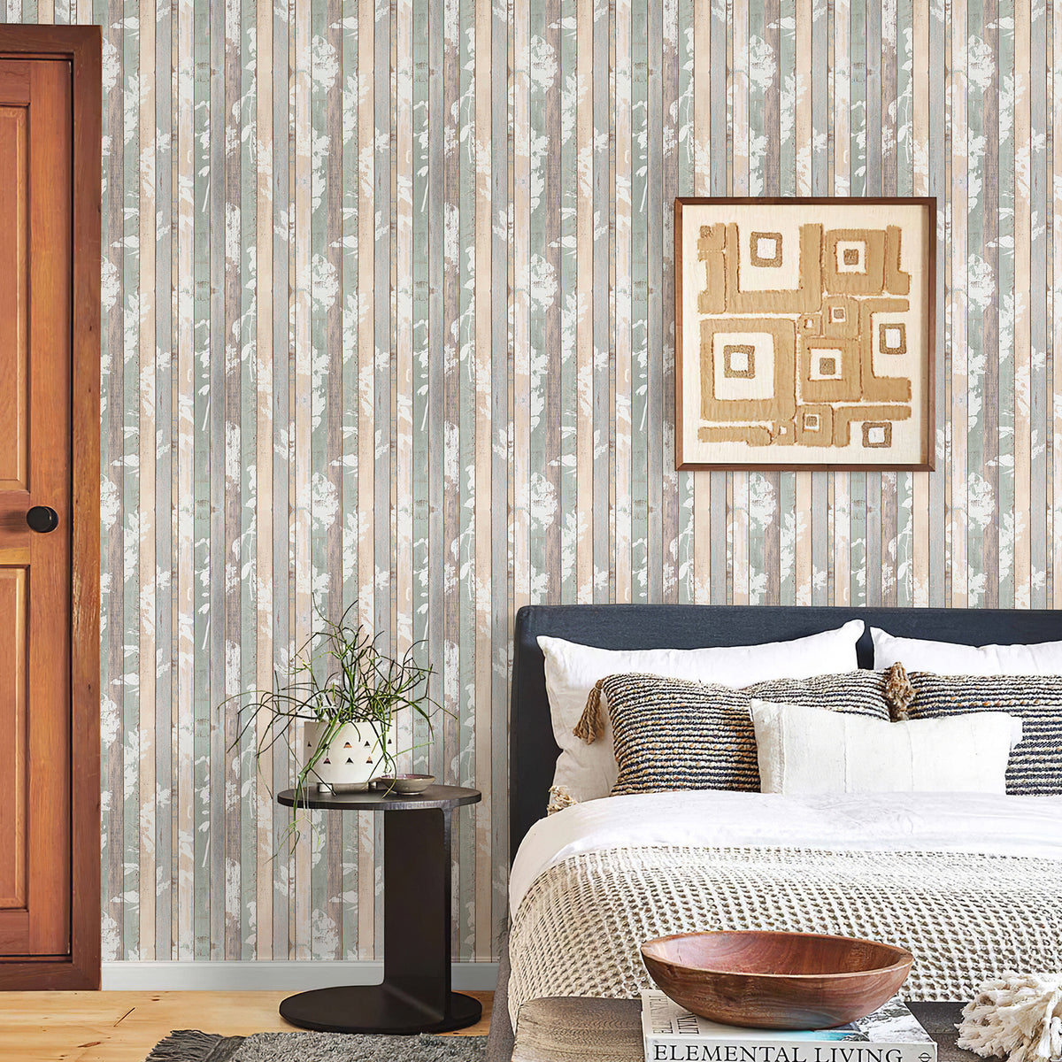 Wabi Sabi Distressed Stripe Peel and Stick Wallpaper