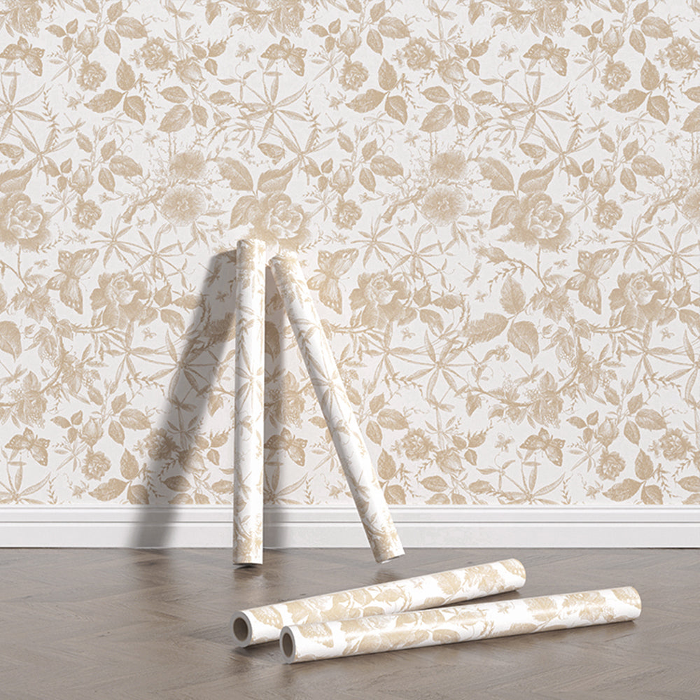 Vintage Butterfly and Floral Wallpaper — Black Rose Pattern