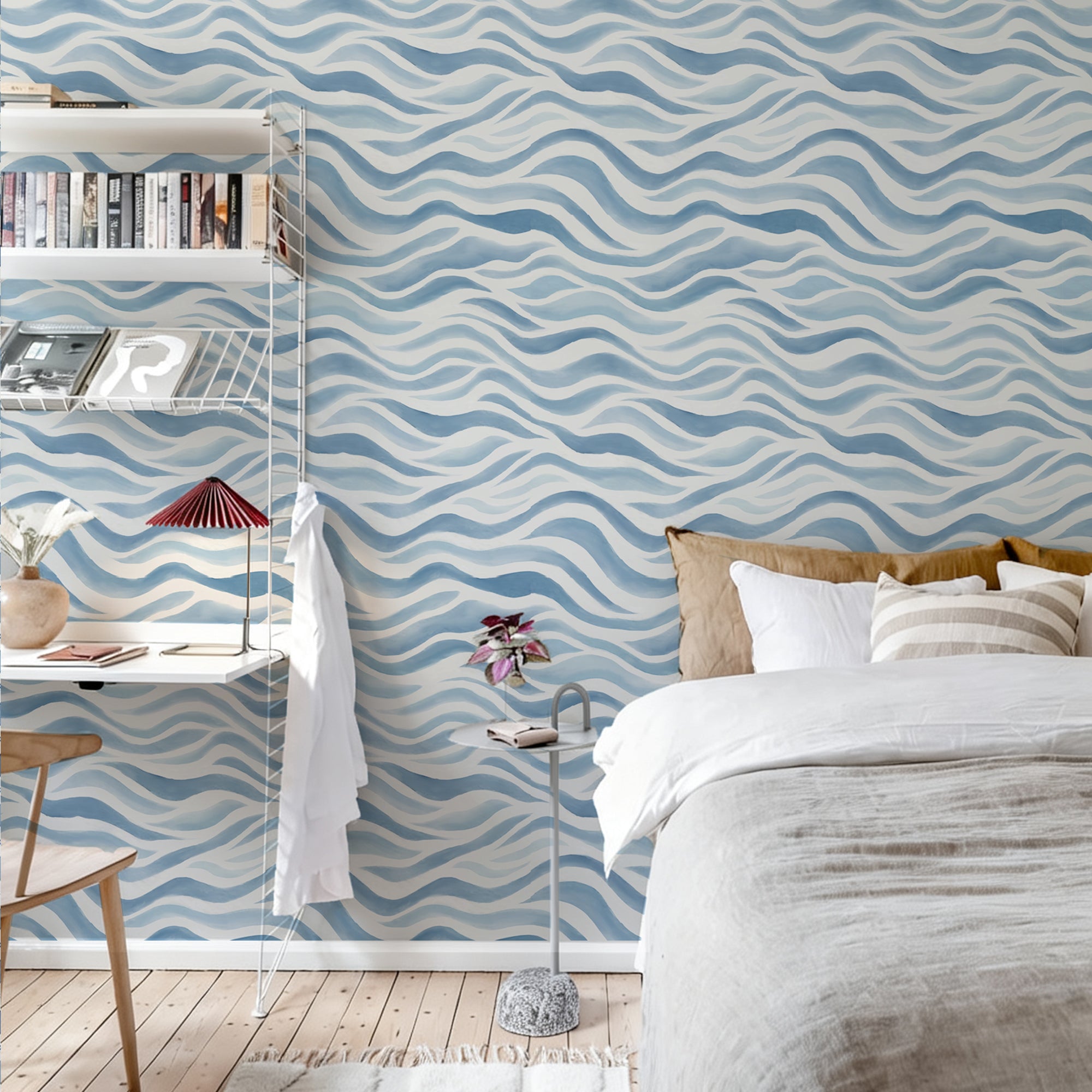 Looking out at the light blue waves Peel and Stick Wallpaper