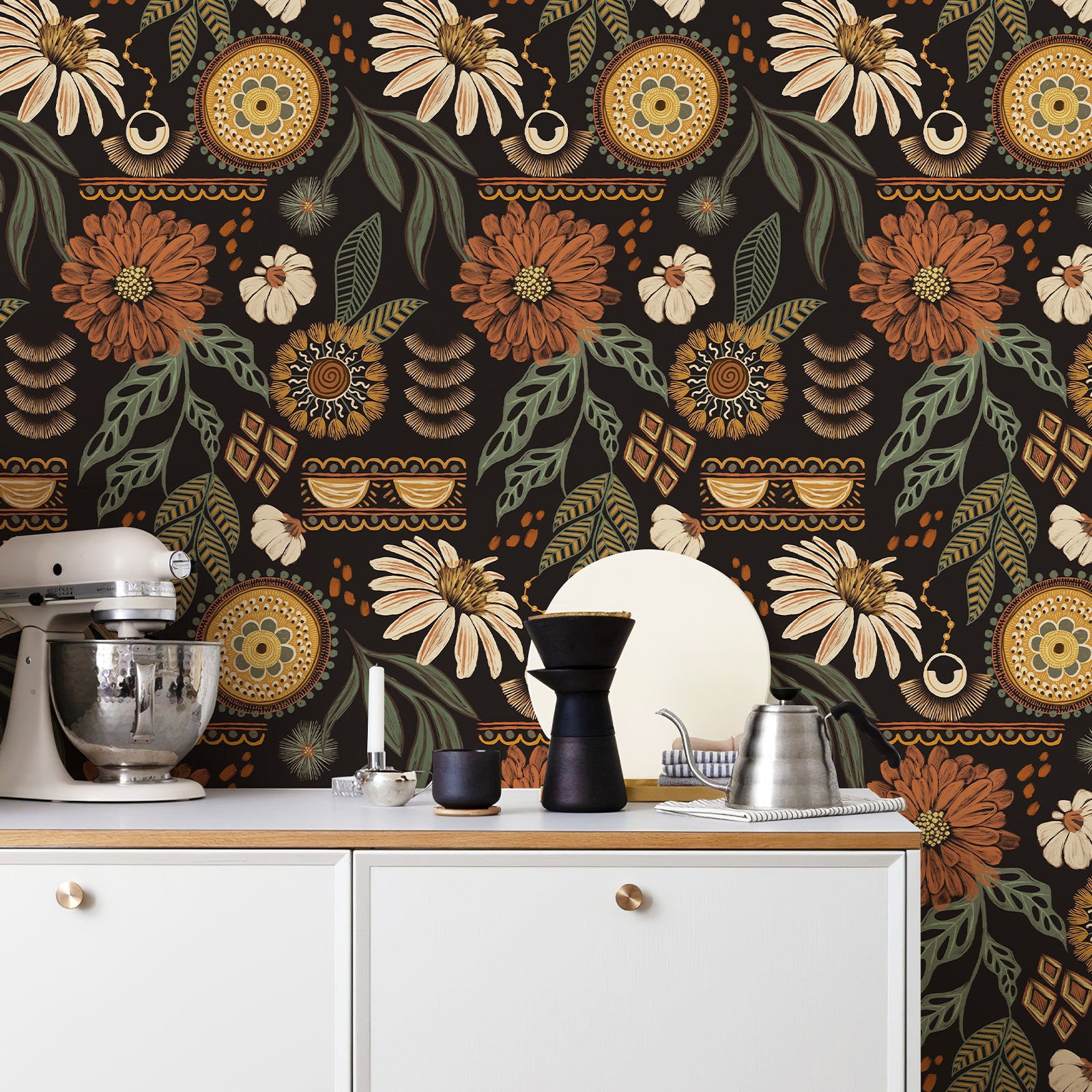 Boho Sun Floral Wallpaper