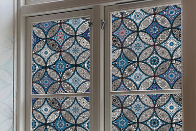 Sichtschutzfolie für Fenster aus blauem Glas