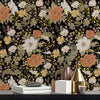 Vintage-Tapete im Landhausstil mit Blumenmuster in Grau