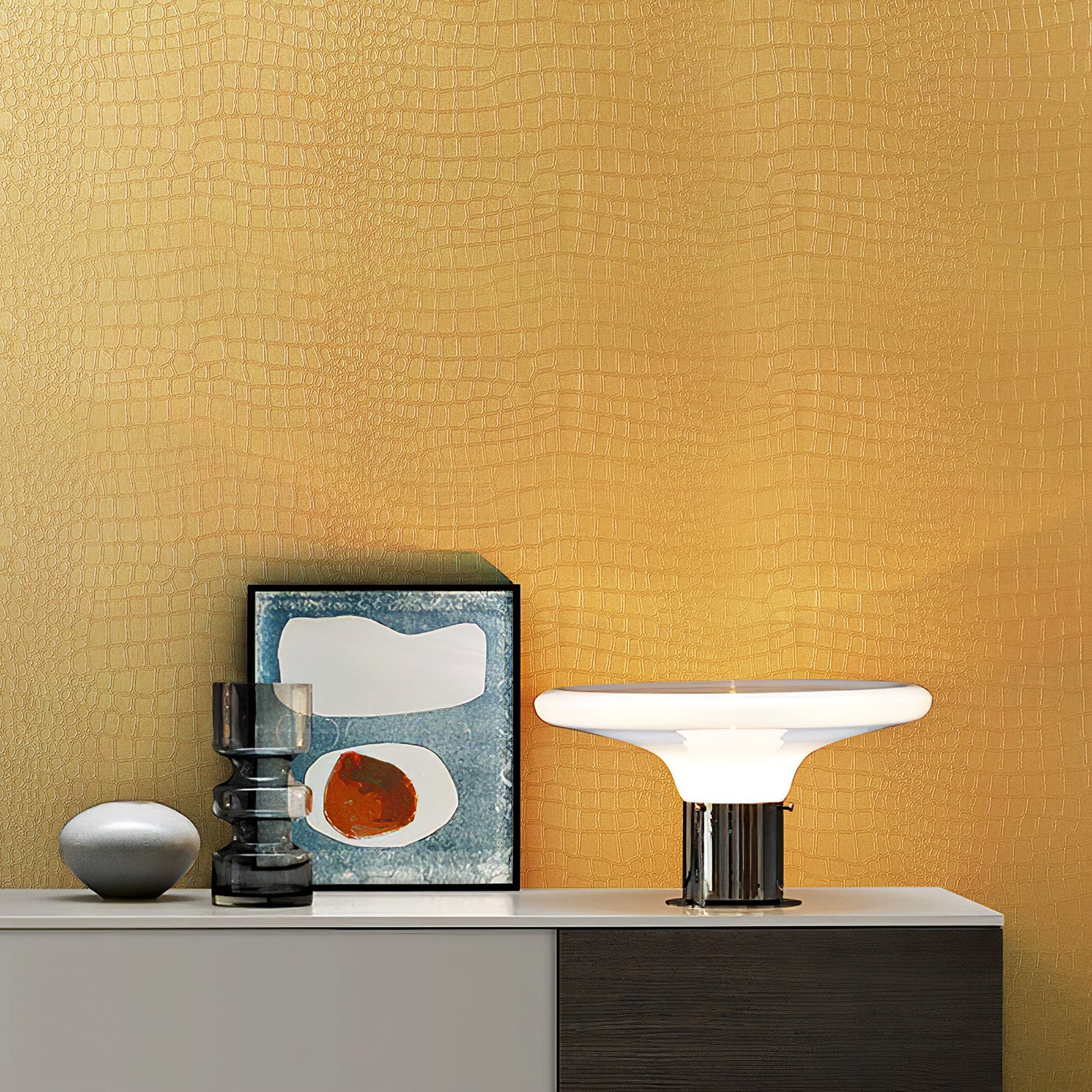 Removable Crocodile-Pattern Wallpaper, Embossed-Texture Wall Decal