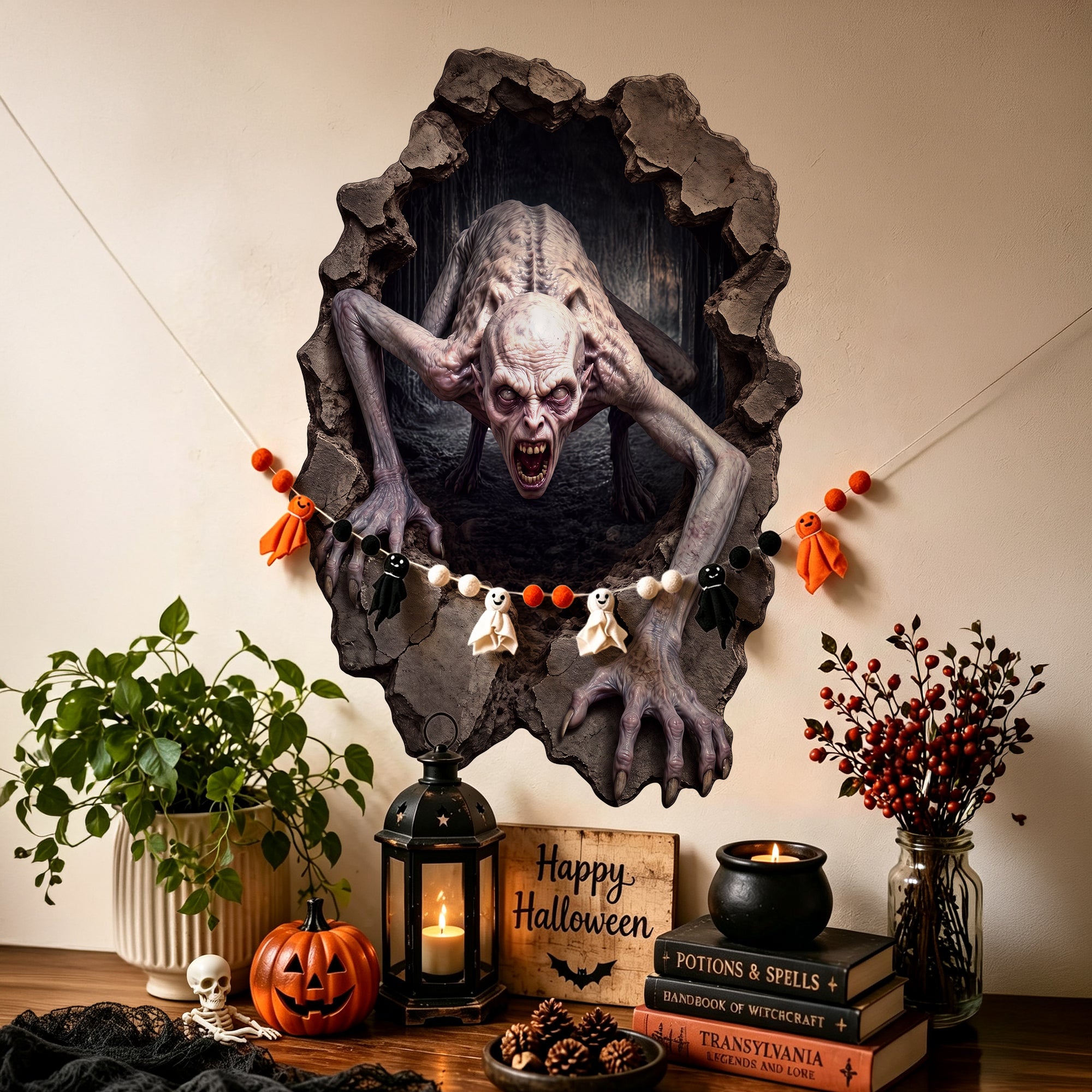 Décorations d'Halloween - Décalcomanie murale Soul Crawler autocollante et repositionnable