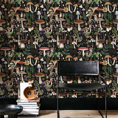 Boho Blatt Wald Pilz Tapete