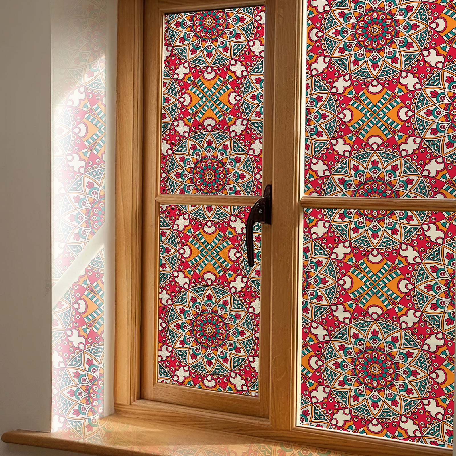 Bohemian Red Mandala Decorative Static Window Film
