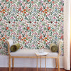 Green and Pink Wildflower Wallpaper