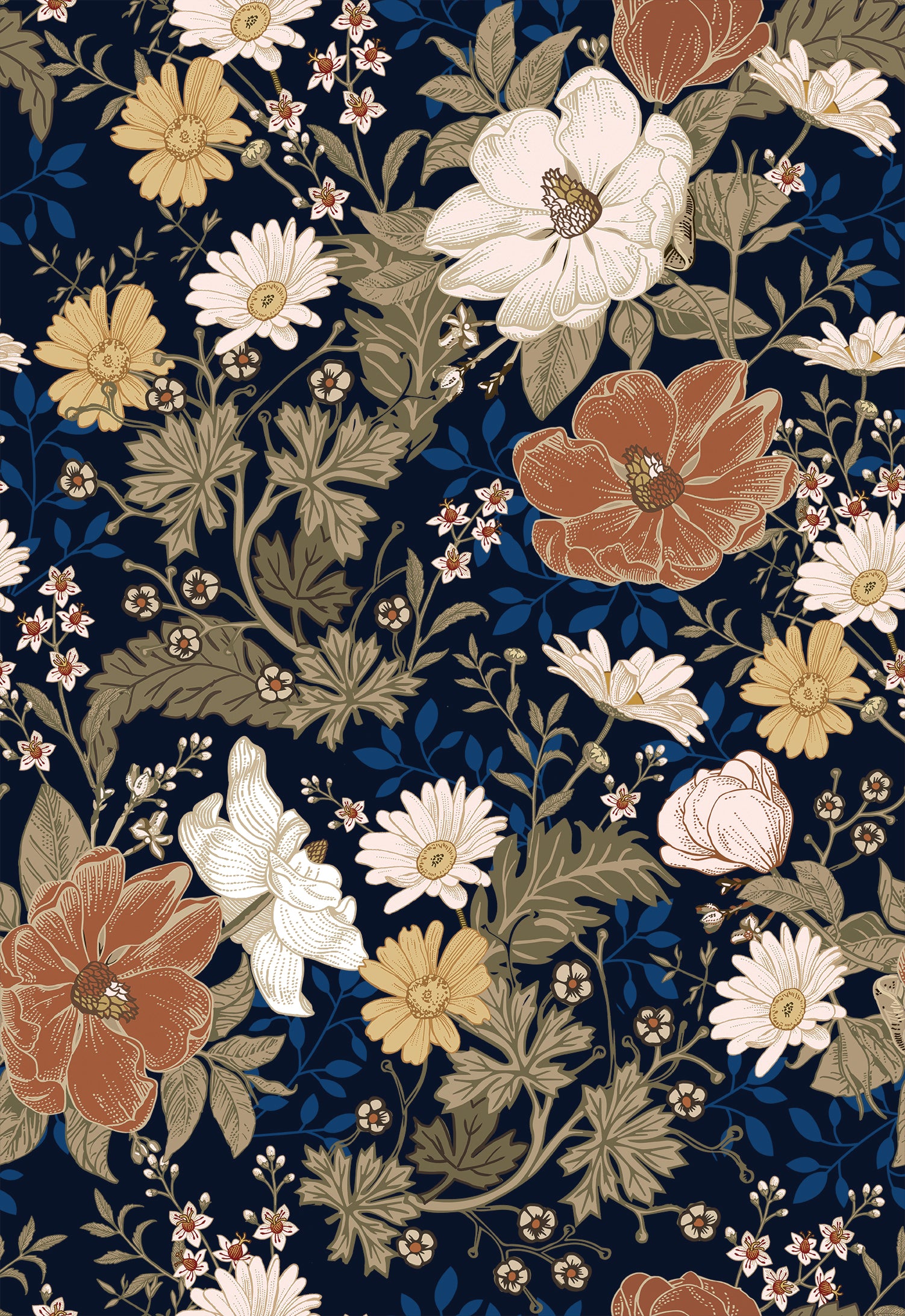 Vintage Farmhouse Botanical Peel and Stick Wallpaper