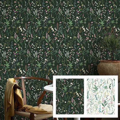 Green Meadow Botanical Floral Peel and Stick Wallpaper