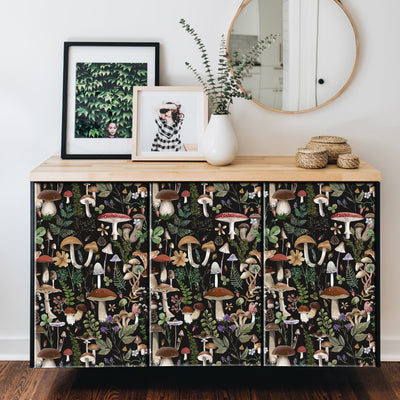 Boho Blatt Wald Pilz Tapete