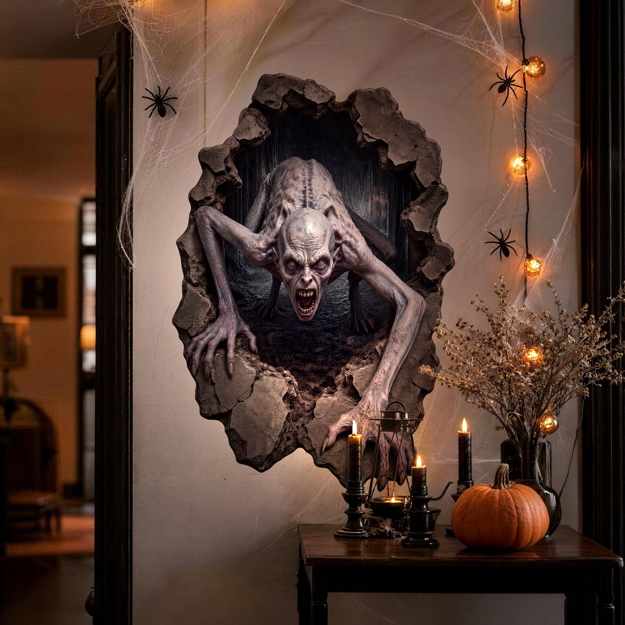Décorations d'Halloween - Décalcomanie murale Soul Crawler autocollante et repositionnable