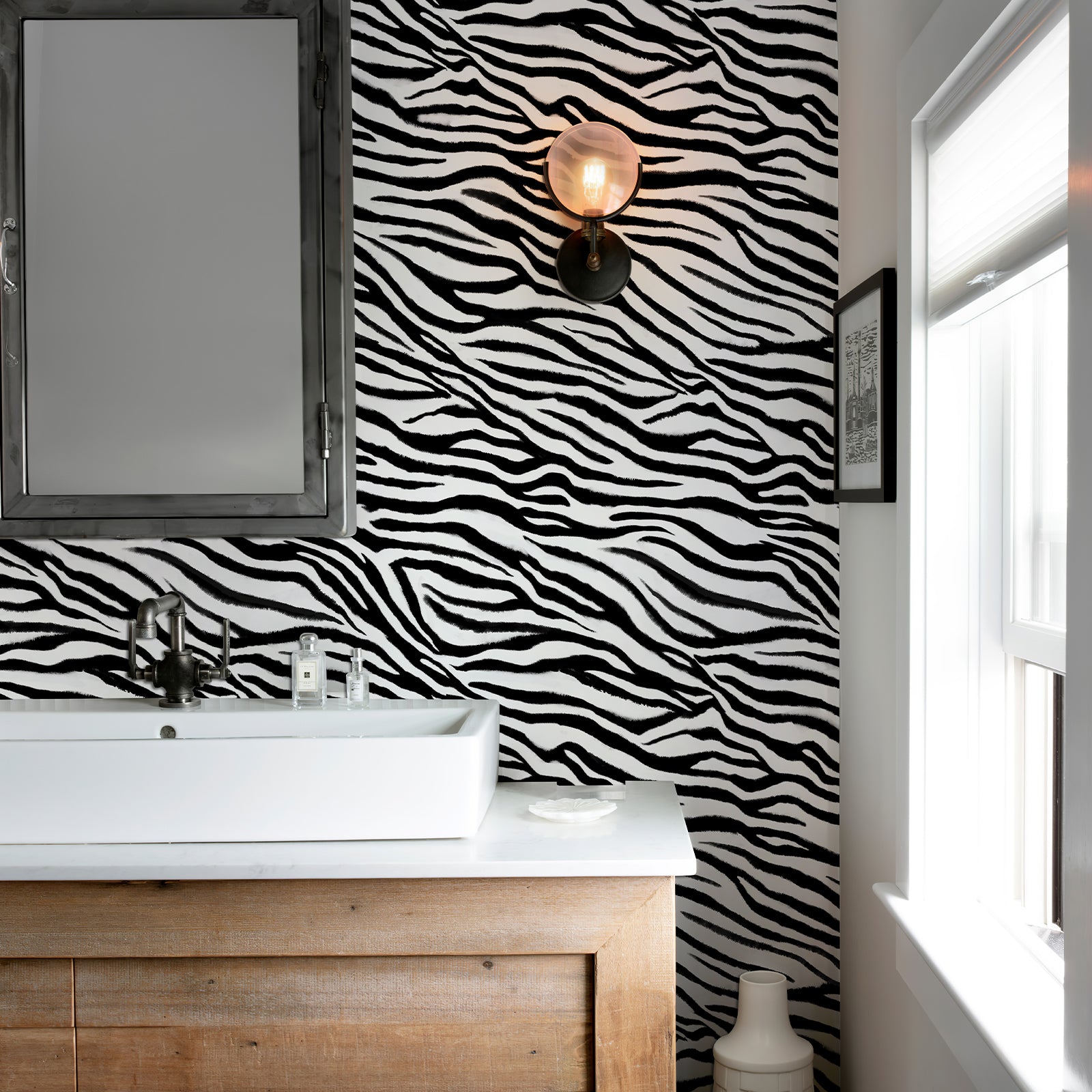 Zebra stripe self-adhesive wallpaper
