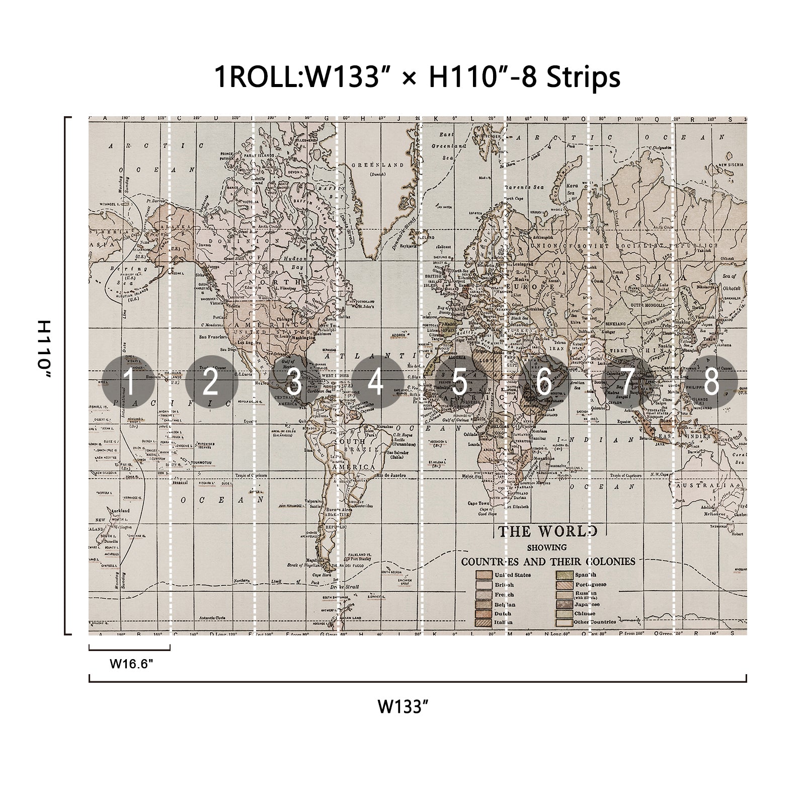 Map Vintage Peel and Stick Wall Mural
