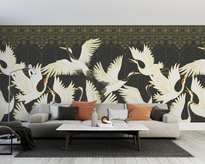 Soaring Cranes Peel and Stick Wall Mural