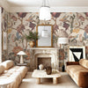 Beige Floral Branches Peel and Stick Wall Mural