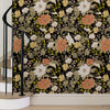Vintage-Tapete im Landhausstil mit Blumenmuster in Grau