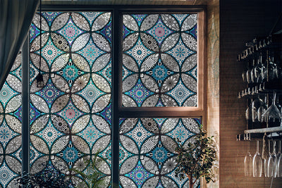 Sichtschutzfolie für Fenster aus blauem Glas
