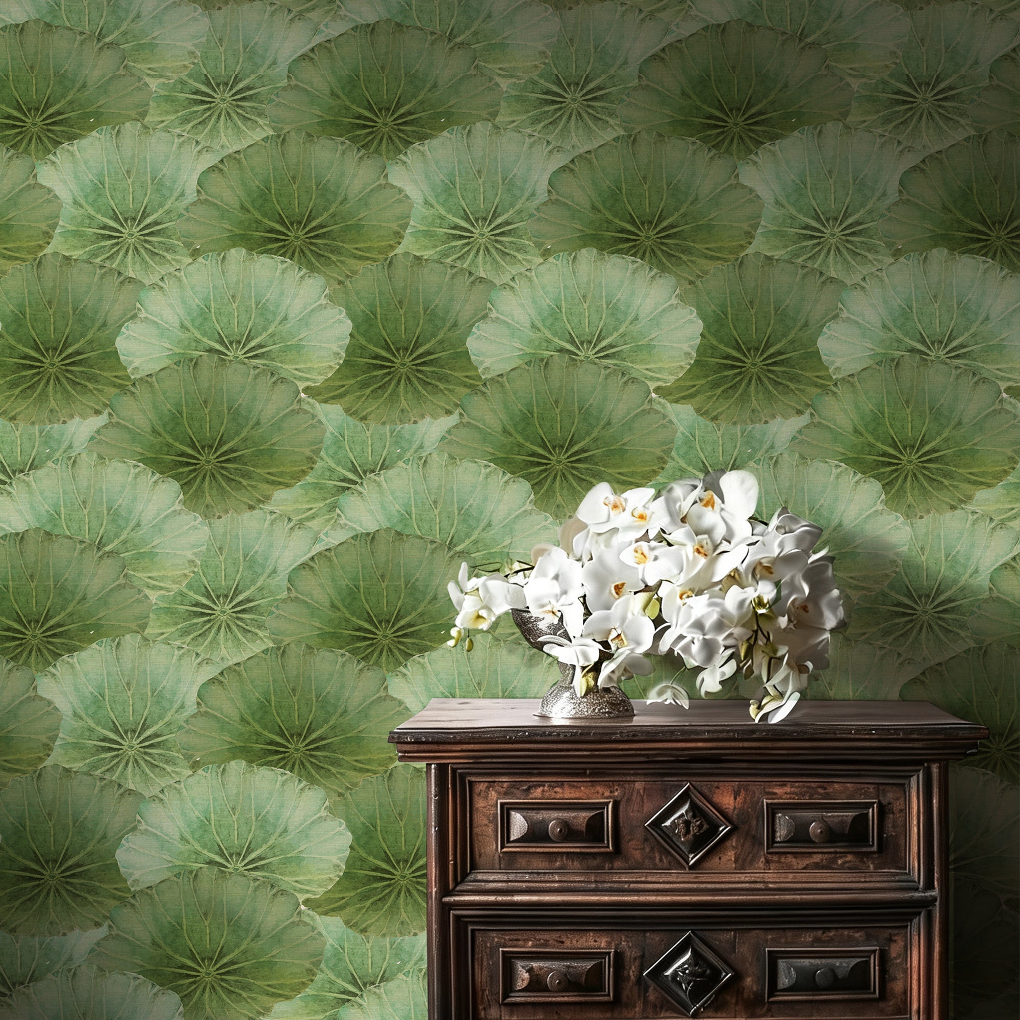 Lotus flowers in the clear water Pattern Peel and Stick Wallpaper