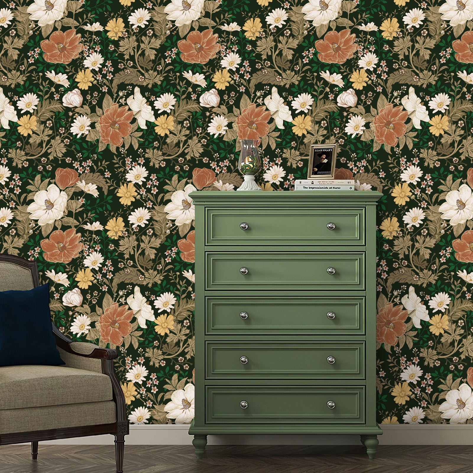 Vintage Farmhouse Botanical Wallpaper