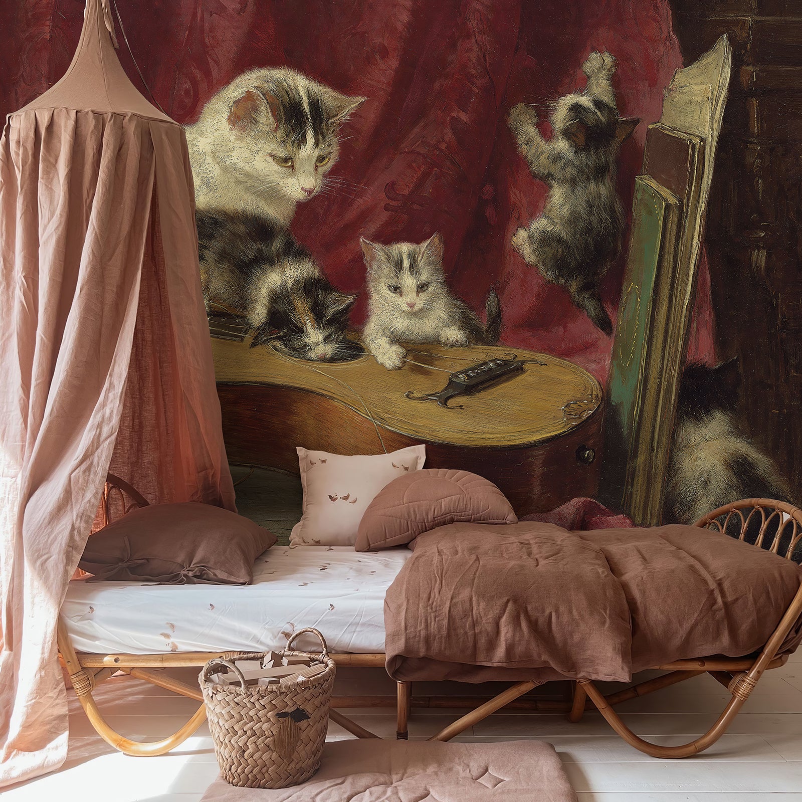 Cat Family & Guitar Peel and Stick Wall Mural