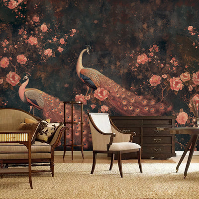Peacock Flower Peel and Stick Wall Mural