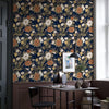 Vintage-Tapete im Landhausstil mit Blumenmuster in Grau