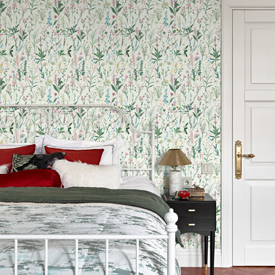 Green Meadow Botanical Floral Peel and Stick Wallpaper