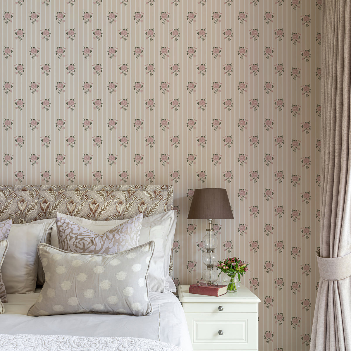 Blush Rose Stripe Peel and Stick Wallpaper