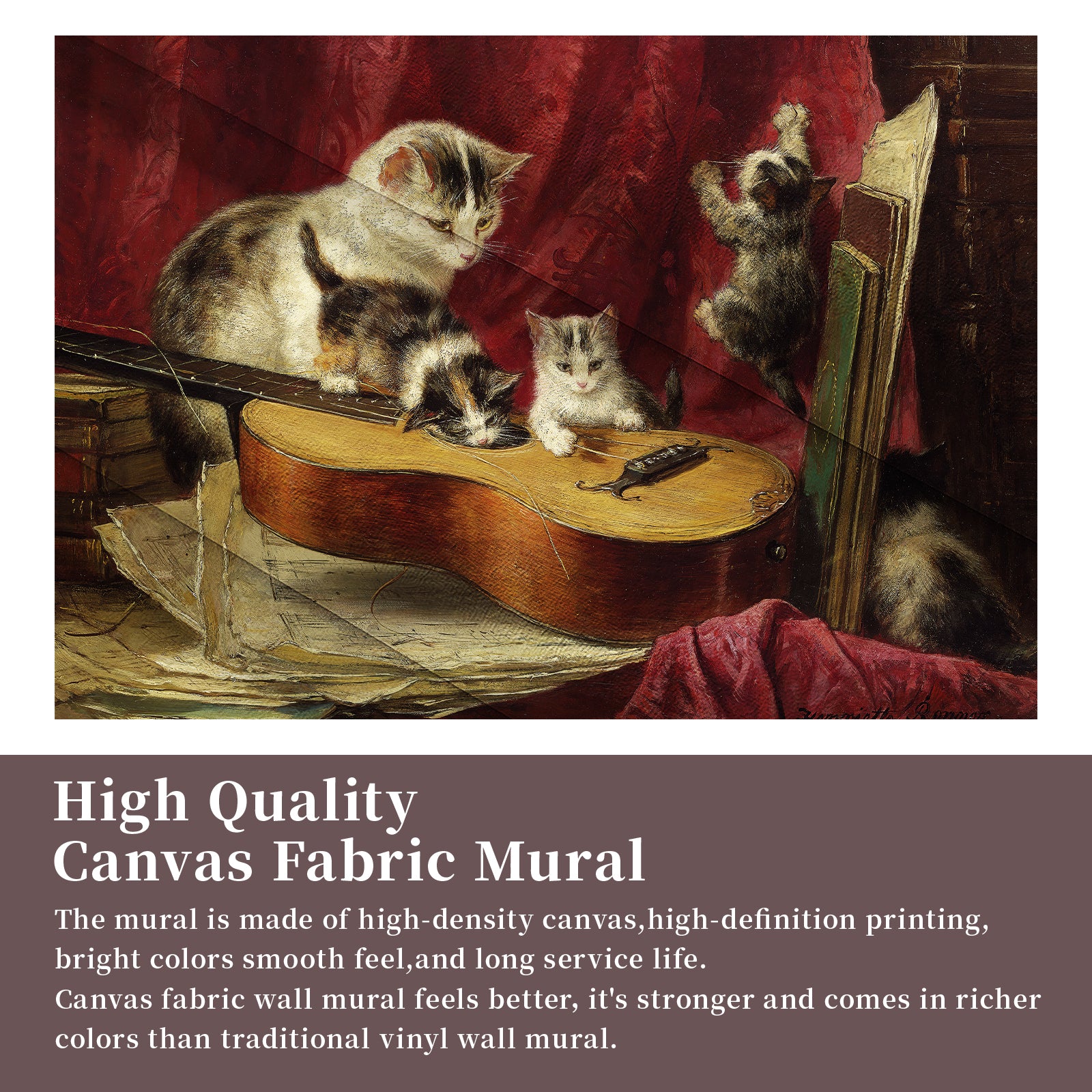 Cat Family & Guitar Peel and Stick Wall Mural