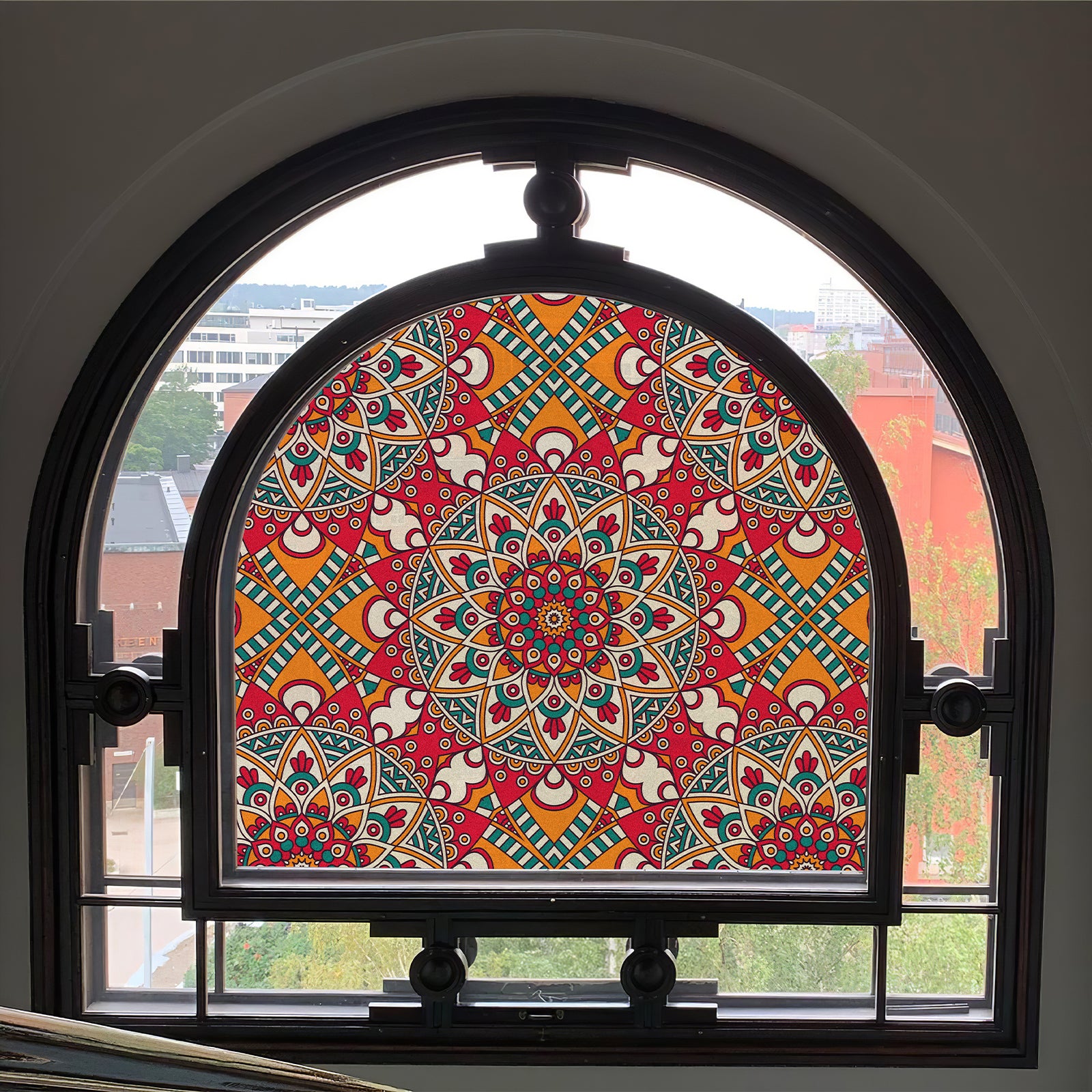 Bohemian Red Mandala Decorative Static Window Film