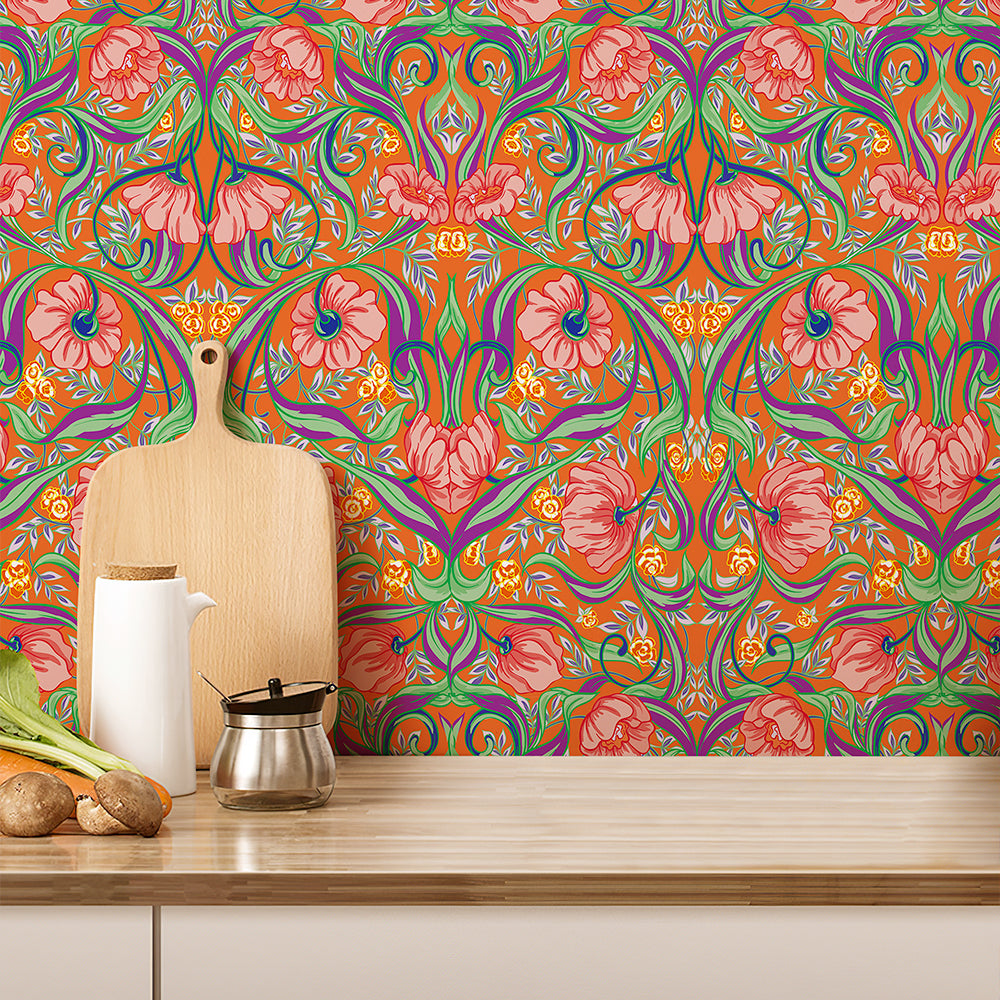 Vintage Floral Peel and Stick Wallpaper