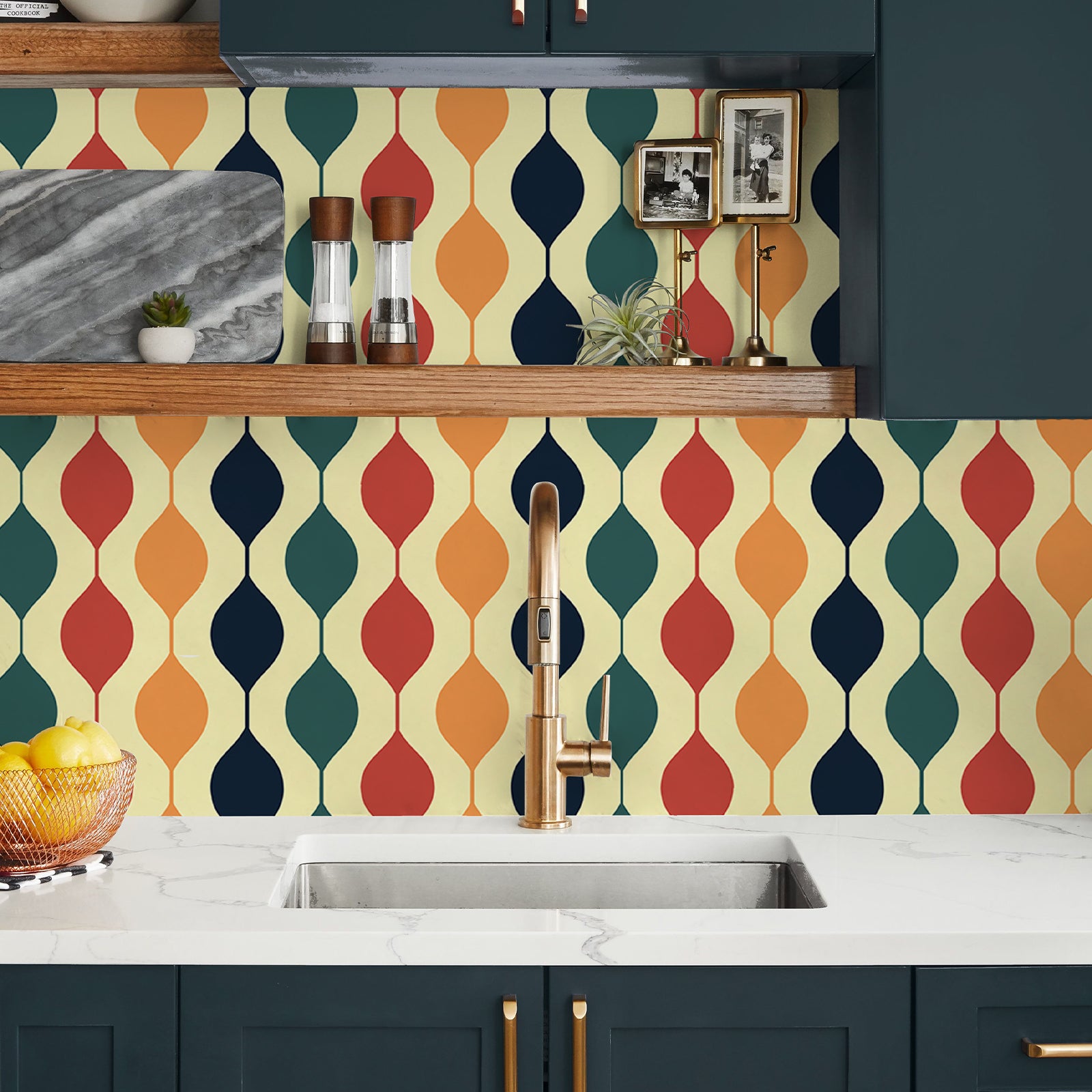 Retro Modern Geometric Peel and Stick Wallpaper