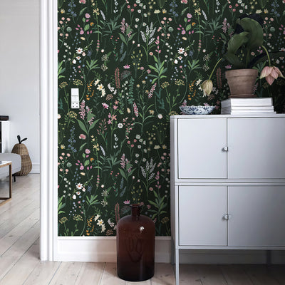 Green Meadow Botanical Floral Peel and Stick Wallpaper