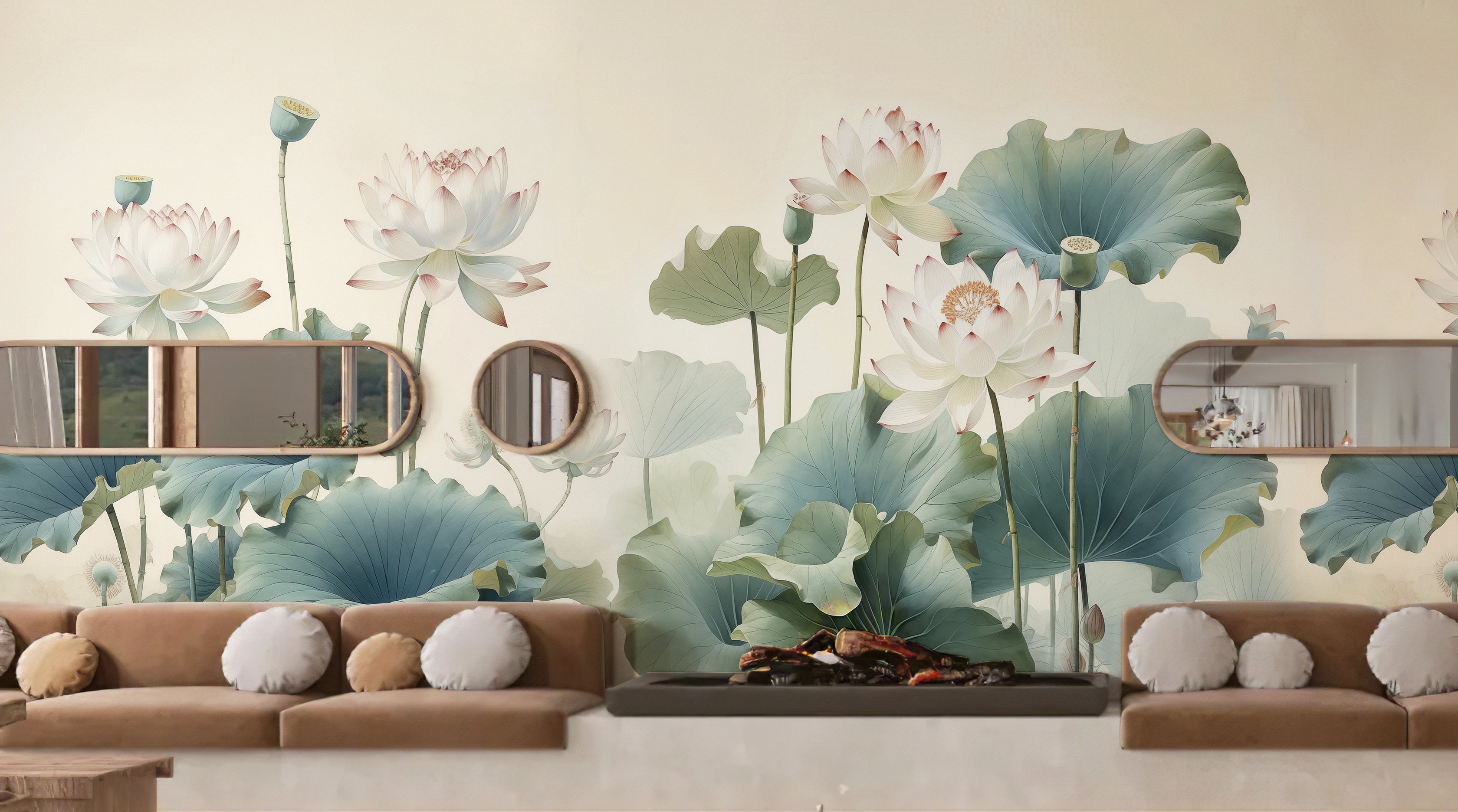 Lotus Pond Peel and Stick Wall Mural