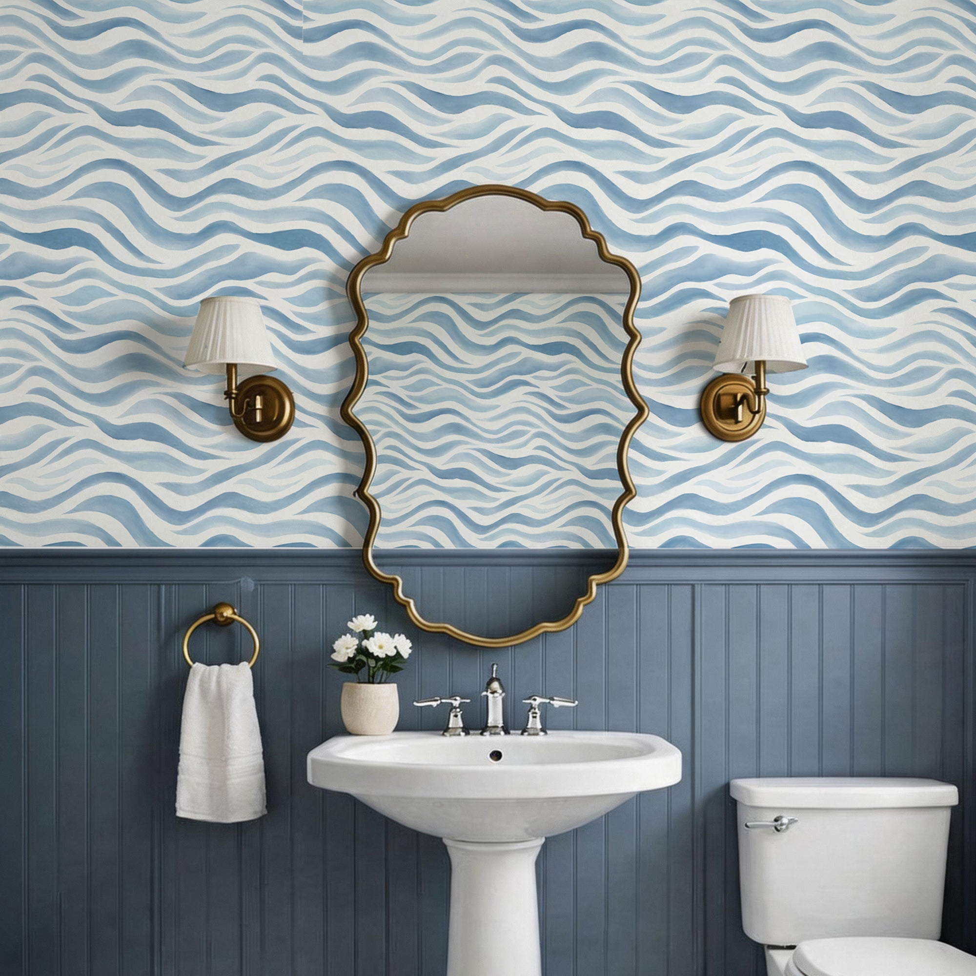 Looking out at the light blue waves Peel and Stick Wallpaper