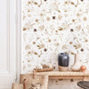 Grey Flower Branch and Leaf Wallpaper