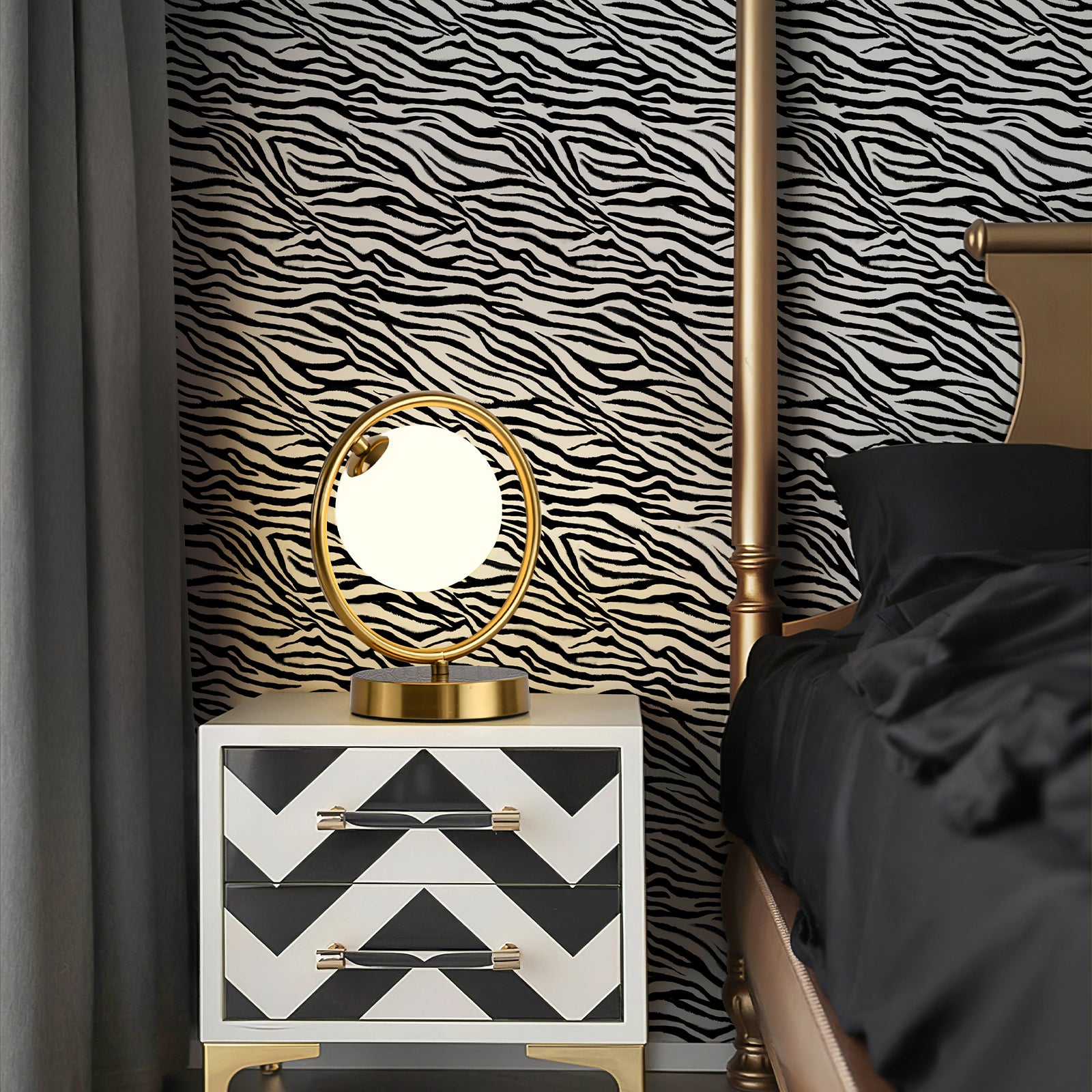 Zebra stripe self-adhesive wallpaper