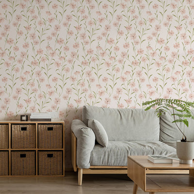 Soft Pink Cute Floral Peel and Stick Waterproof Wallpaper