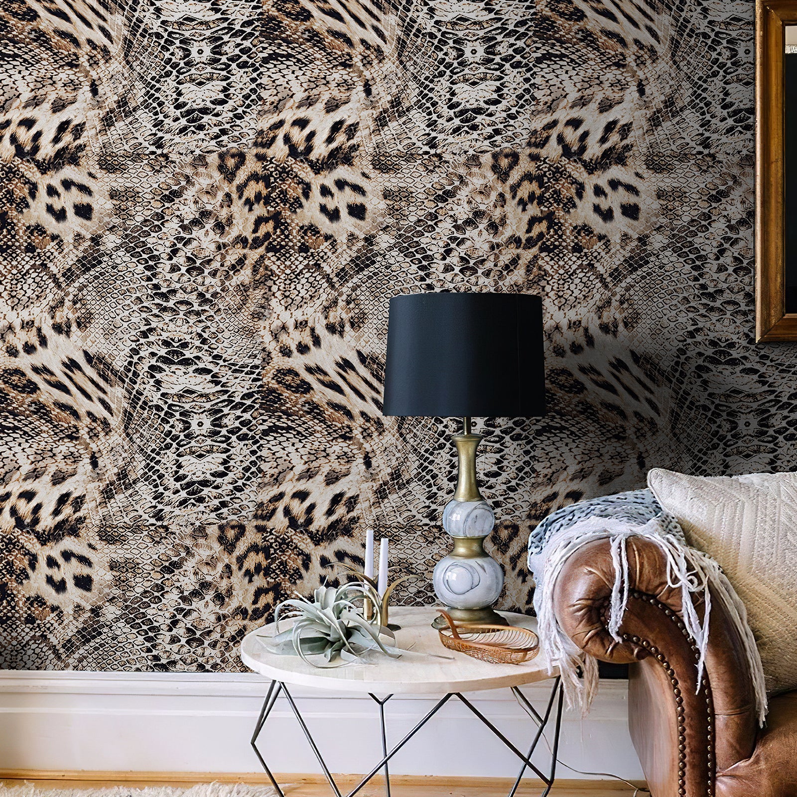 Leopard Snake Print Vintage Peel and Stick Wallpaper