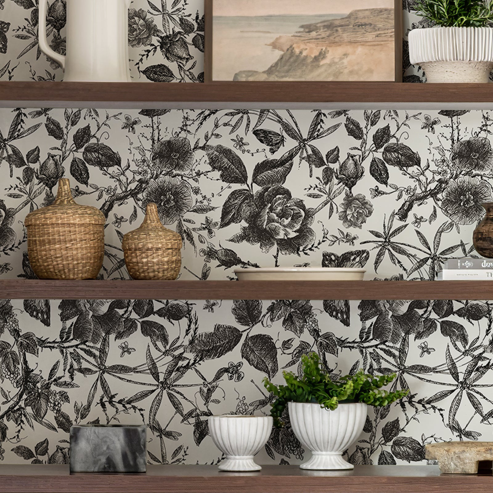 Black Rose Butterfly Peel and Stick Wallpaper