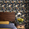 Vintage-Tapete im Landhausstil mit Blumenmuster in Grau