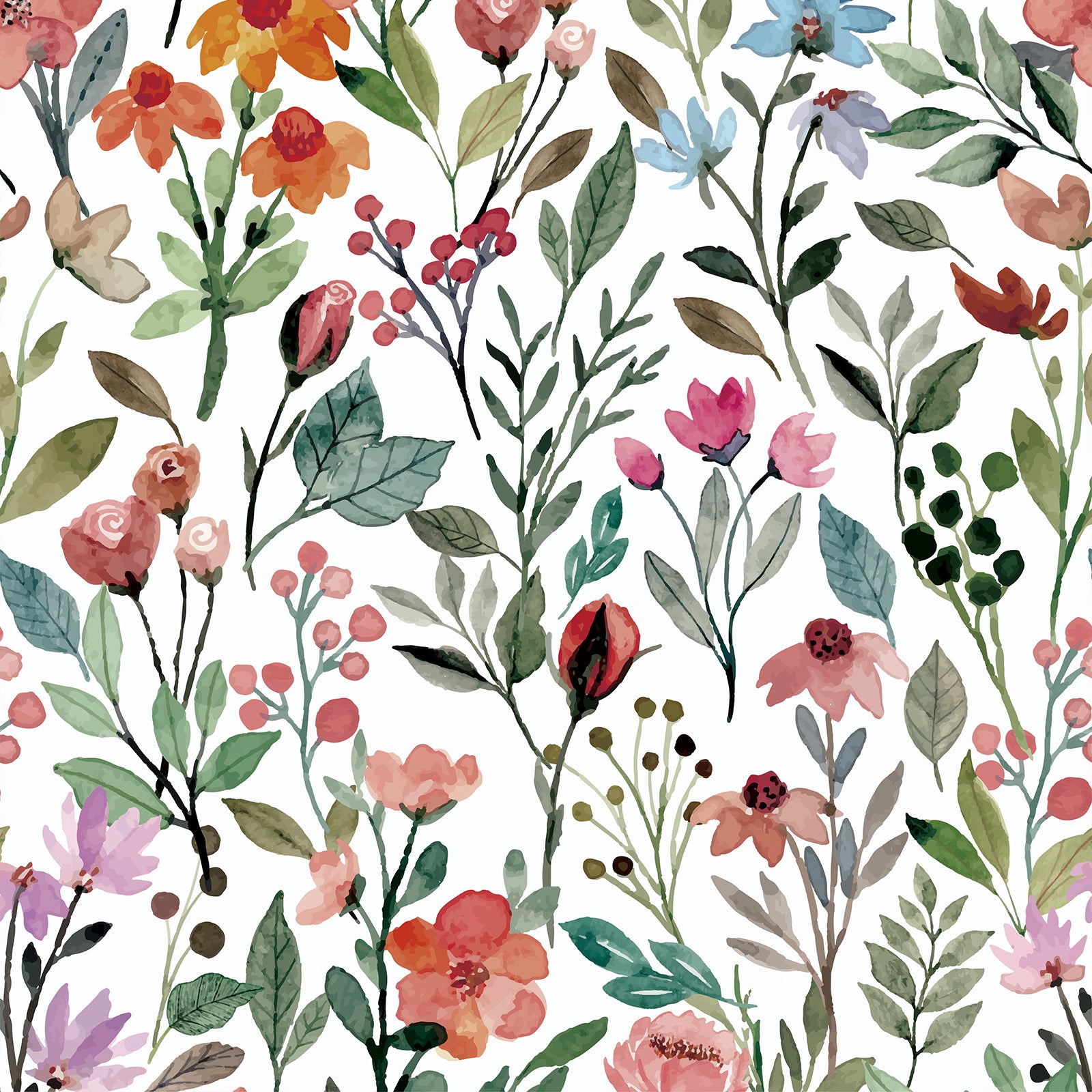 Green and Pink Wildflower Wallpaper