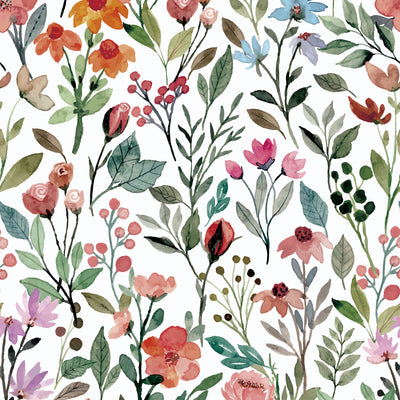Green and Pink Wildflower Wallpaper