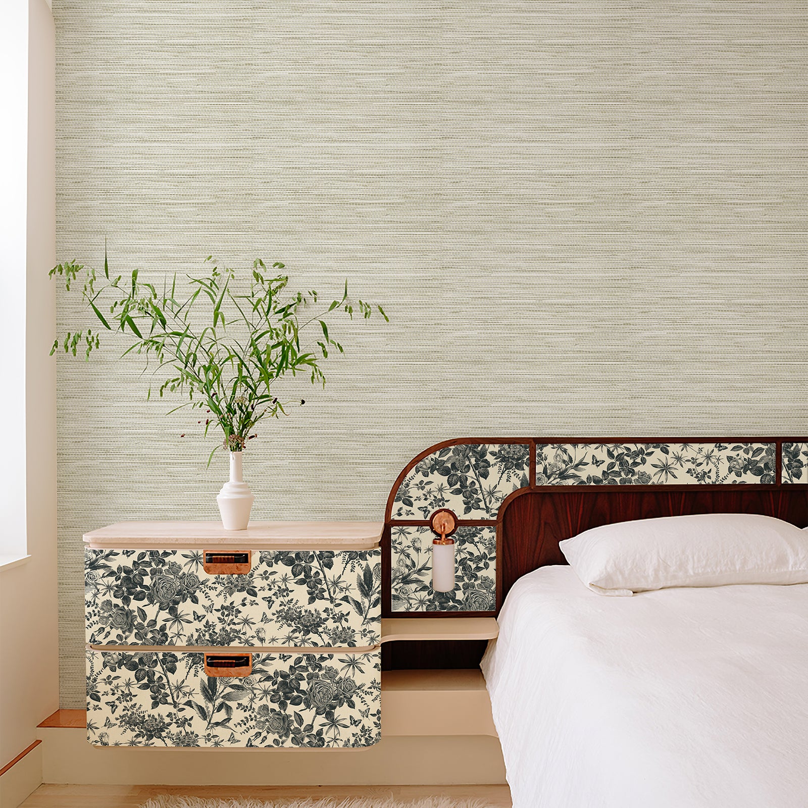 Grasscloth Woven Removable Peel and Stick Wallpaper