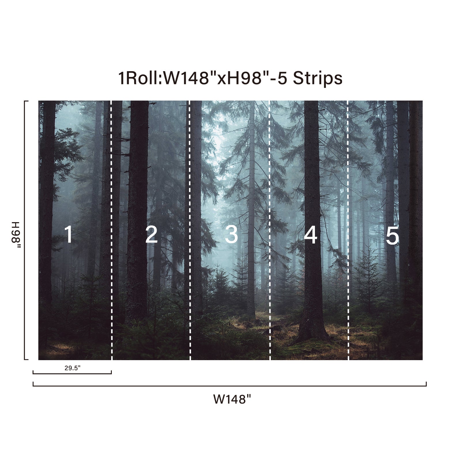 Misty Forest Peel and Stick Wall Mural