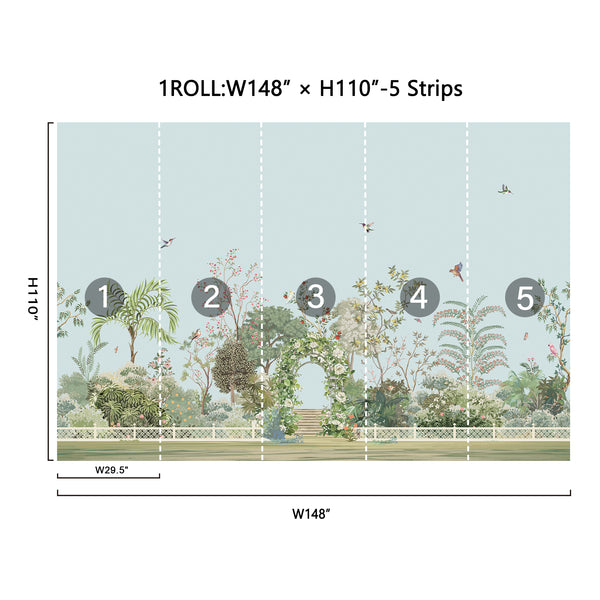 Garden at Dawn Peel and Stick Wall Mural