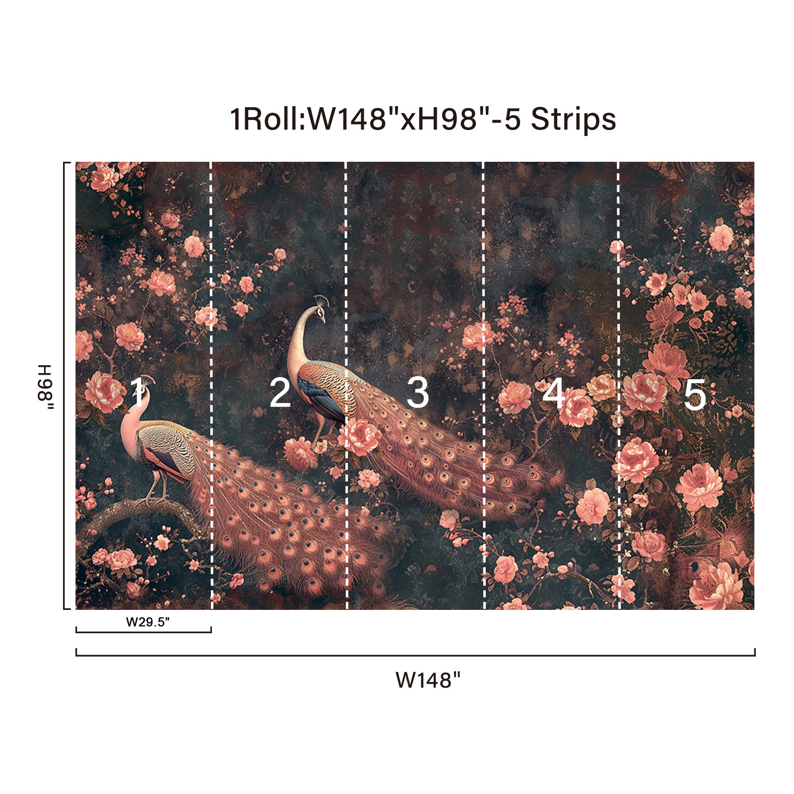 Peacock Flower Peel and Stick Wall Mural