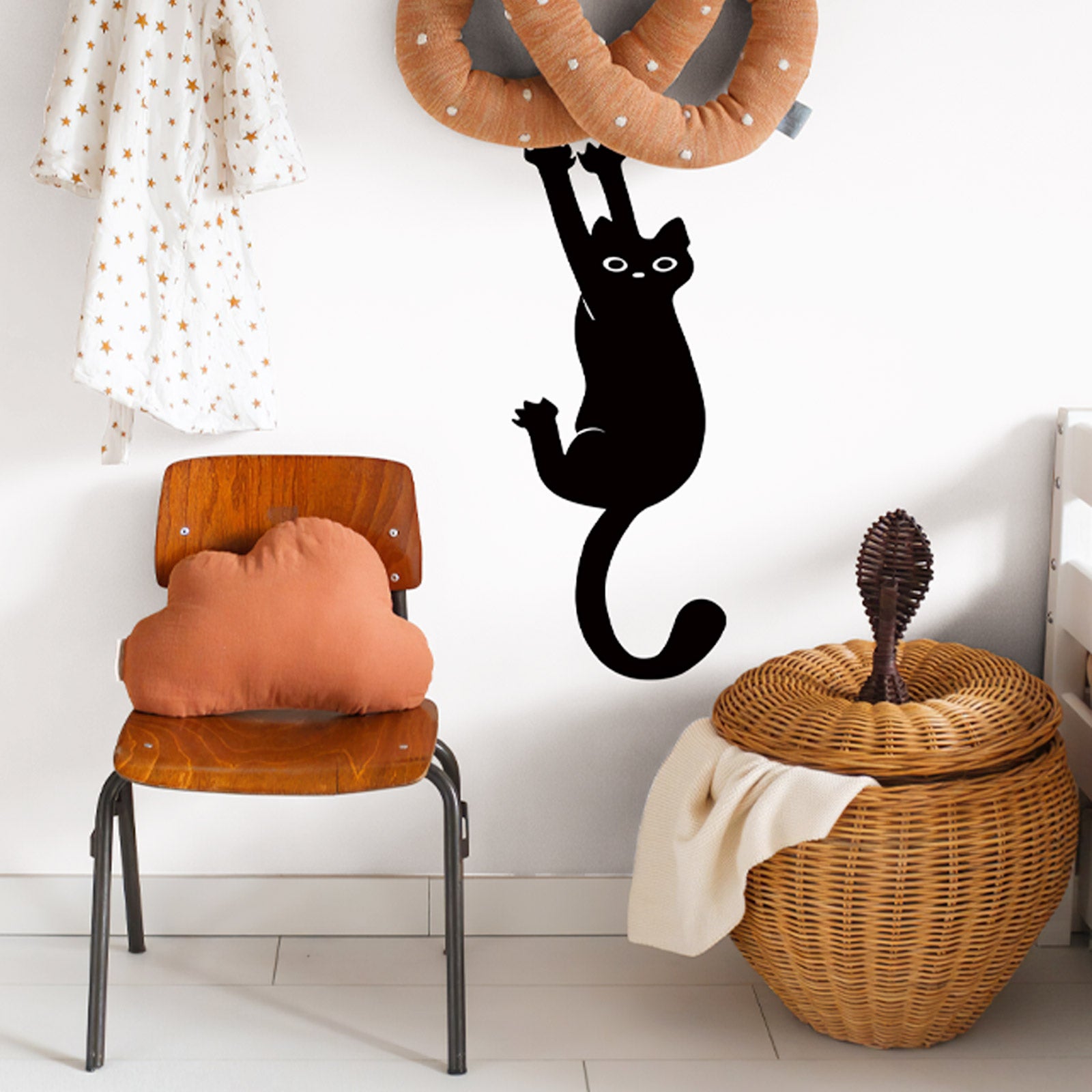 Mischievous Black Cat Peel and Stick Wall Decal